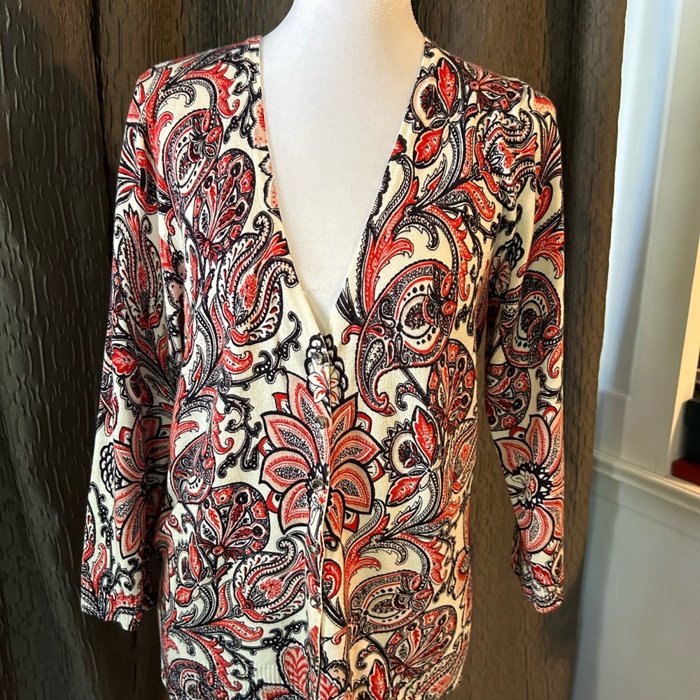 Grace Paisley sweater - Red and Black